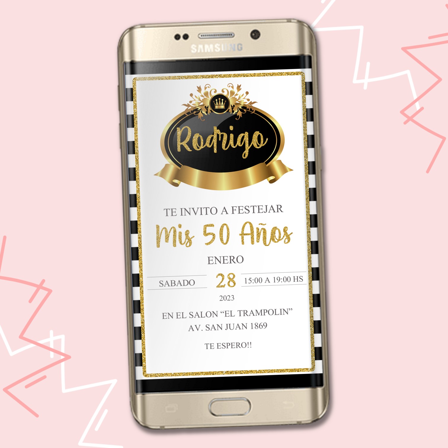 Invitacion Digital de 50 hombre - Modelo 1