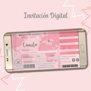 Invitacion Digital de 15 Años Tipo Pasaje