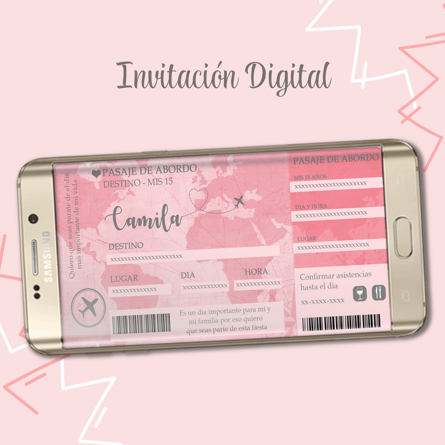 Invitacion Digital de 15 Años Tipo Pasaje